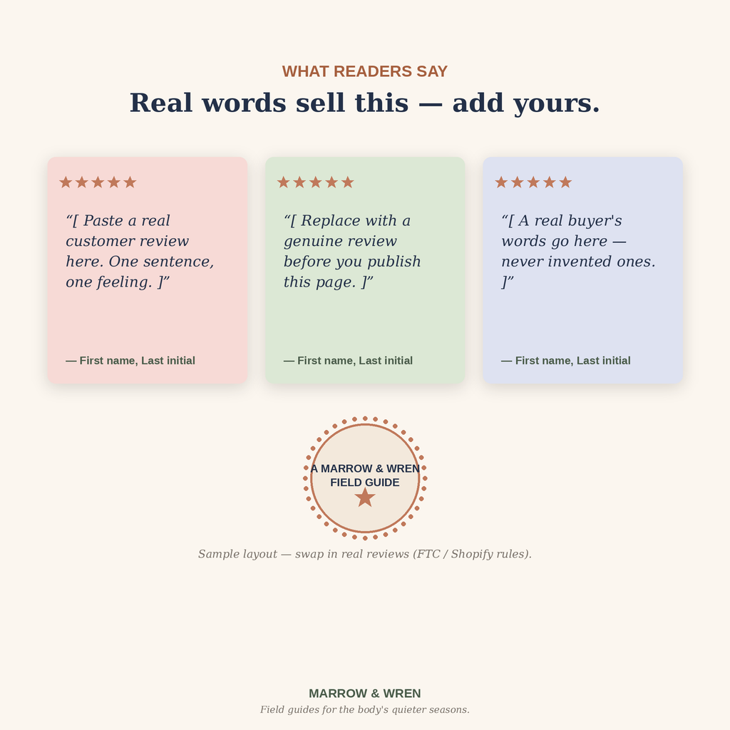 What readers say - real testimonial cards